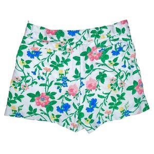 Janie and Jack Floral Cotton Pique Shorts Pink and Green